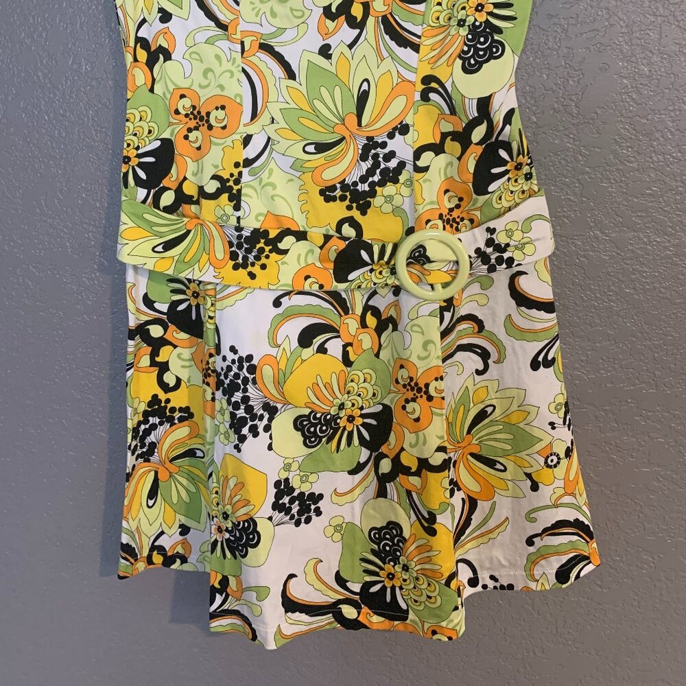Metro Style Groovy 1990's Y2K Mod Psychedelic Vintage Retro Strapless Dress 10 - Picture 2 of 9